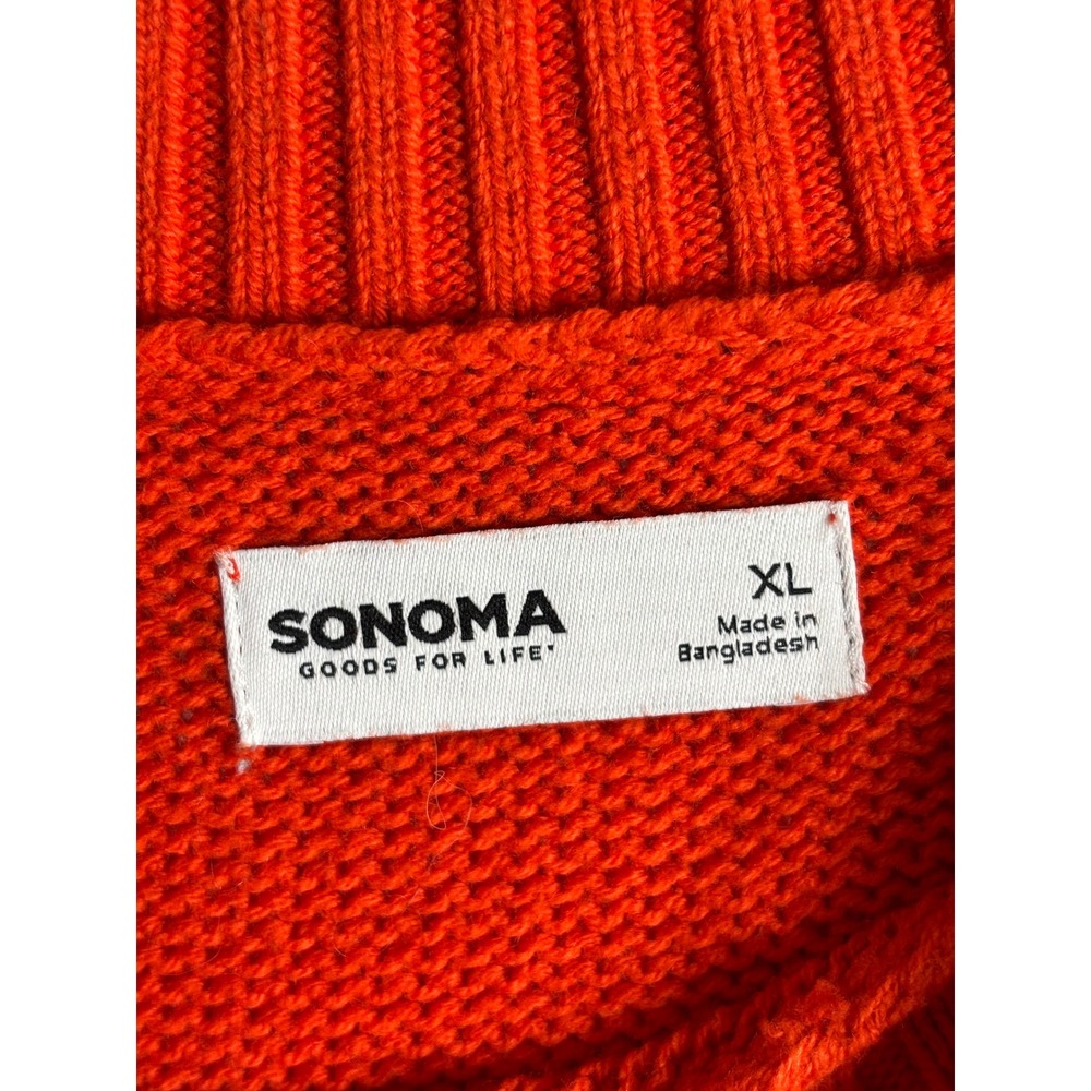 SONOMA Women Orange Crew Neck Long Sleeve Sweater‎ Pullover Knit XL